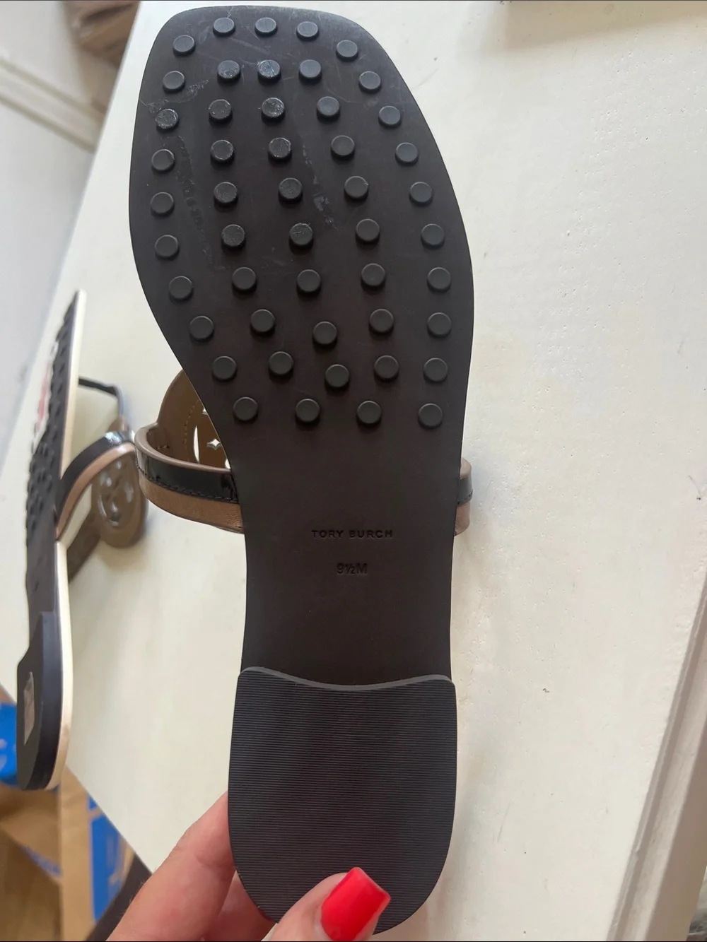 Tory Burch Brown and Cream Logo Thong Sandals